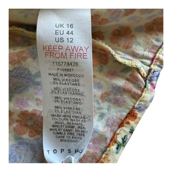 Topshop Floral Top Tie Strap Cami Tank Orange Pink Ditsy Flowers Blouse US 12 - Picture 6 of 8